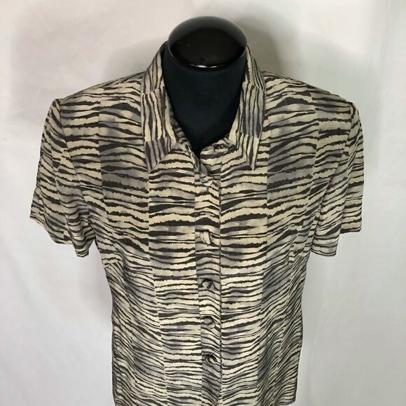 Adrianna Papell Silk Animal Print Blouse - Womens 8P - Picture 4 of 6